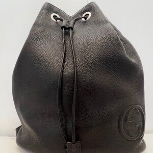 Gucci SOHO Drawstring Backpack - Black Leather